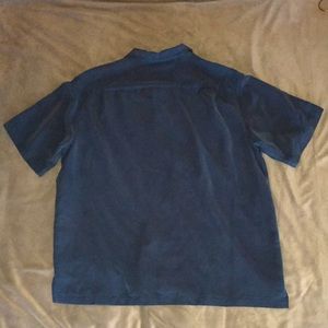 NWT Caribbean Blue Teal Collard Button Down Short Sleeved Shirt